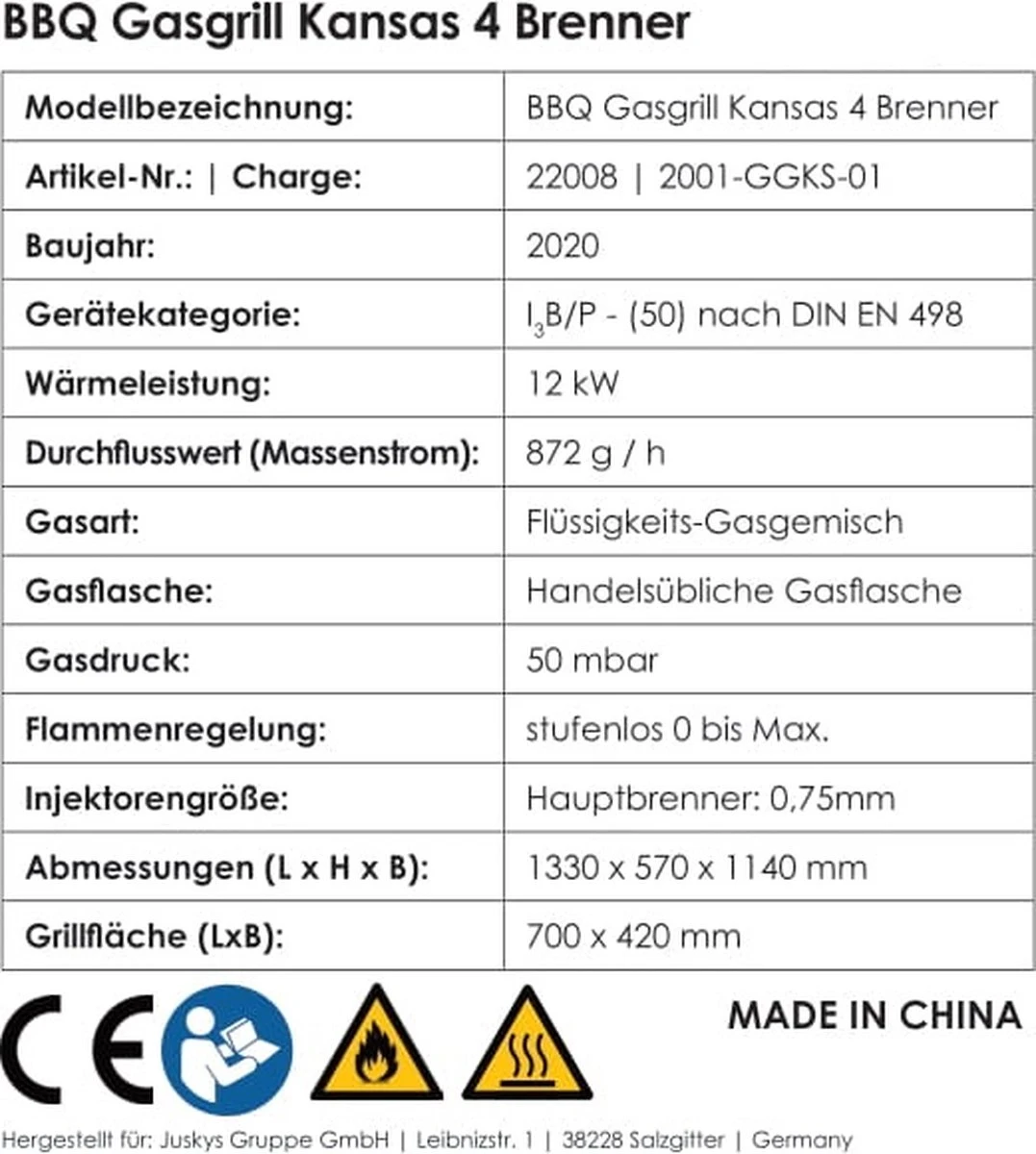 Kansas Gasgrill Barbecue - 4 Pits - RVS 7 Kansas Gasgrill Barbecue - 4 Pits - RVS - Afbeelding 5