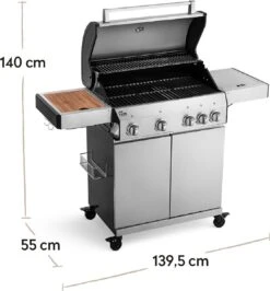 Burnhard Gas BBQ Big FRED Deluxe - 4 Branders - Incl. Keramische Infraroodbrander & Afdekhoes - Deluxe -The Bastard Winkel 1113x1200