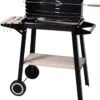 Verrijdbare Barbecue – Houtskool/Briketten - Verstelbare Grillplaat – Houten Tafel – Winscherm – Gewicht 5.9kg -The Bastard Winkel 1142x1200