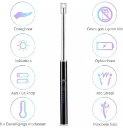 Merkloos BBQ Aansteker Oplaadbaar Met Usb Kabel - Elektrische Keuken Aansteker - Flexibele Aansteker - Zwart -The Bastard Winkel 1155x1200