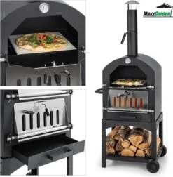 MaxxGarden Pizza Oven Buiten - Houtskool – Incl. Pizzasteen - 45x65x158cm -The Bastard Winkel 1175x1200