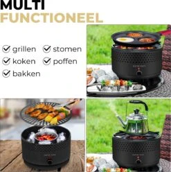 Ozocozy BBQ-ONE Houtskool Tafelbarbecue - Ø30 Cm- Zwart - Incl. Draagtas, Siliconen Bakkwast En RVS-Barbecuetang -The Bastard Winkel 1193x1200