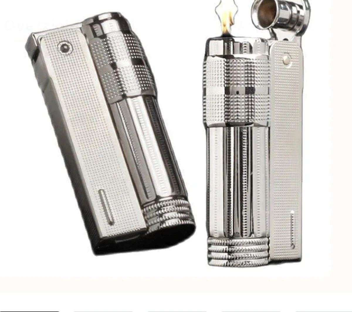 Merkloos Aansteker Metaal In De Kleur Silver Op Benzine 4 Merkloos Aansteker Metaal In De Kleur Silver Op Benzine - Afbeelding 2
