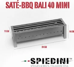 Spiedini Saté-bbq Bali 40 Mini - Kleine, Smalle Houtskoolbarbecue Met Horizontaal Rooster Voor Sate Of Andere Spiesjes - 40 Cm Lang, 11 Cm Breed, 14 Cm Hoog - Ideaal Voor Tuin- Of Open Haard, Of Balkon - Materiaal: Gealuminiseerd Ijzer -The Bastard Winkel 1200x1086