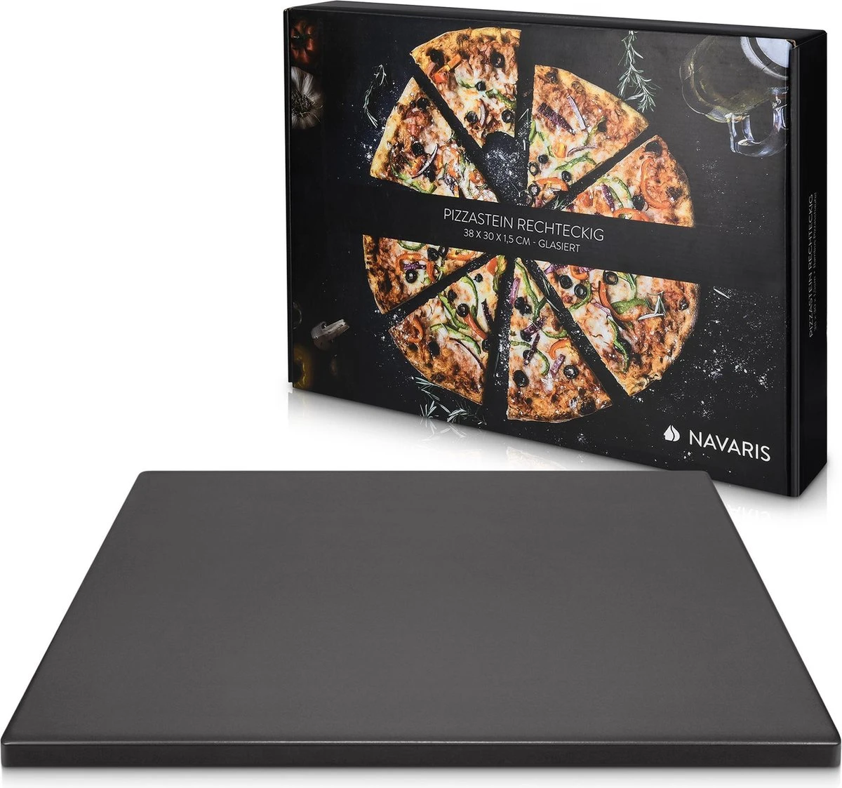 Navaris Pizzasteen XL Voor Oven En Barbecue - Rechthoekige Pizzaplaat 38 X 30 Cm - Inclusief Receptenboek - Keramisch Geglazuurd - Zwart 3 Navaris Pizzasteen XL Voor Oven En Barbecue - Rechthoekige Pizzaplaat 38 X 30 Cm - Inclusief Receptenboek - Keramisch Geglazuurd - Zwart