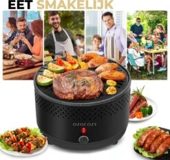 Ozocozy BBQ-ONE Houtskool Tafelbarbecue - Ø30 Cm- Zwart - Incl. Draagtas, Siliconen Bakkwast En RVS-Barbecuetang -The Bastard Winkel 1200x1133