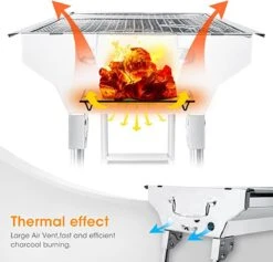 Uten - Houtskoolbarbecue - Opvouwbare Barbecue - Houtskoolbarbecues - Draagbare Camping Barbecue - 430 Roestvrij Staal Grill BBQ - 5-10 Persoon Tuin Buitenfeest - Zilver -The Bastard Winkel 1200x1152