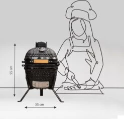 BluMill Kamado BBQ Egg - Kamado 13 Inch - Incl. Vlees Thermometer - Houtskoolbarbecues - Zwart - Ø 27cm -The Bastard Winkel 1200x1156