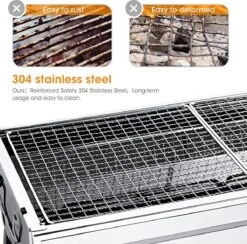 Uten - Houtskoolbarbecue - Opvouwbare Barbecue - Houtskoolbarbecues - Draagbare Camping Barbecue - 430 Roestvrij Staal Grill BBQ - 5-10 Persoon Tuin Buitenfeest - Zilver -The Bastard Winkel 1200x1184 1