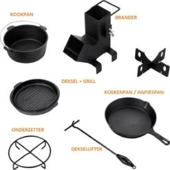 Dutch Mountains Gietijzeren Pannenset 7-delig - Dutch Oven – Braadpan - Grillpan - Hapjespan - Kookset In Houten Transportkist - Deksellifter - Brander -The Bastard Winkel 1200x1197 9