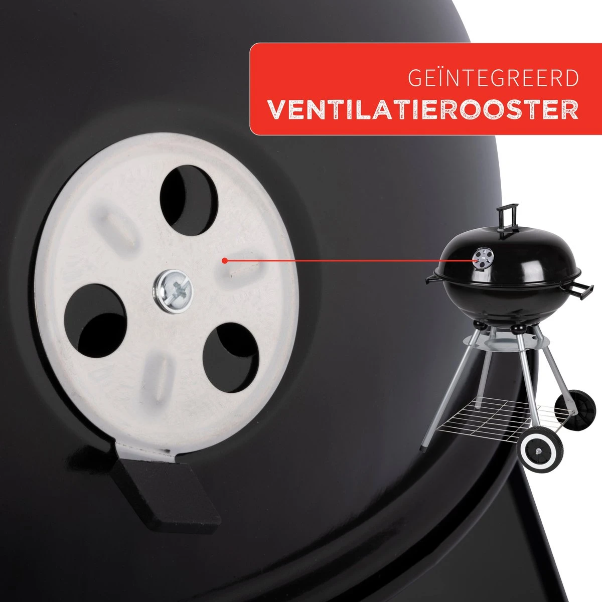 BBQ Collection Houtskoolbarbecue - Kogelbarbecue 45 X 60 Centimeter - Ronde Barbecue - Barbecue Op Wielen - Zwart - Metaal 10 BBQ Collection Houtskoolbarbecue - Kogelbarbecue 45 X 60 Centimeter - Ronde Barbecue - Barbecue Op Wielen - Zwart - Metaal - Afbeelding 8