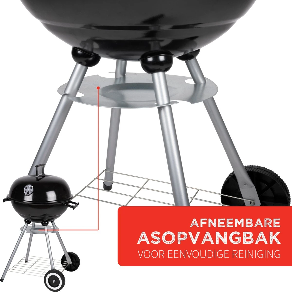 BBQ Collection Houtskoolbarbecue - Kogelbarbecue 45 X 60 Centimeter - Ronde Barbecue - Barbecue Op Wielen - Zwart - Metaal 12 BBQ Collection Houtskoolbarbecue - Kogelbarbecue 45 X 60 Centimeter - Ronde Barbecue - Barbecue Op Wielen - Zwart - Metaal - Afbeelding 10