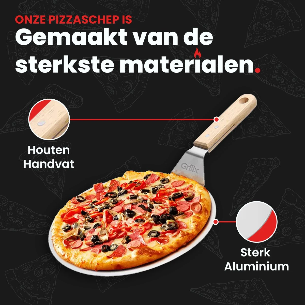 GrillX Pizzaschep Met Pizzasnijder - 30cm - In Luxe Doos - Pizzaspatel Voor BBQ & Oven - BBQ Accesoires Gereedschap 6 GrillX Pizzaschep Met Pizzasnijder - 30cm - In Luxe Doos - Pizzaspatel Voor BBQ & Oven - BBQ Accesoires Gereedschap - Afbeelding 4