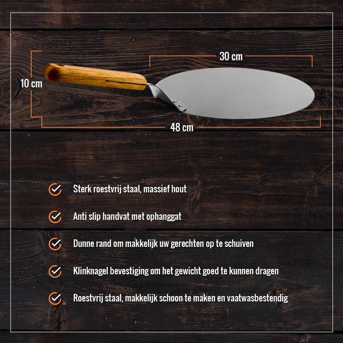 Inpro Pizzaschep RVS - Rond - Voor BBQ En Oven - Pizzaspatel - Taartschep - Houten Handvat - BBQ Gereedschap - Keukengerei - 30 Cm Diameter - Spatel 11 Inpro Pizzaschep RVS - Rond - Voor BBQ En Oven - Pizzaspatel - Taartschep - Houten Handvat - BBQ Gereedschap - Keukengerei - 30 Cm Diameter - Spatel - Afbeelding 9