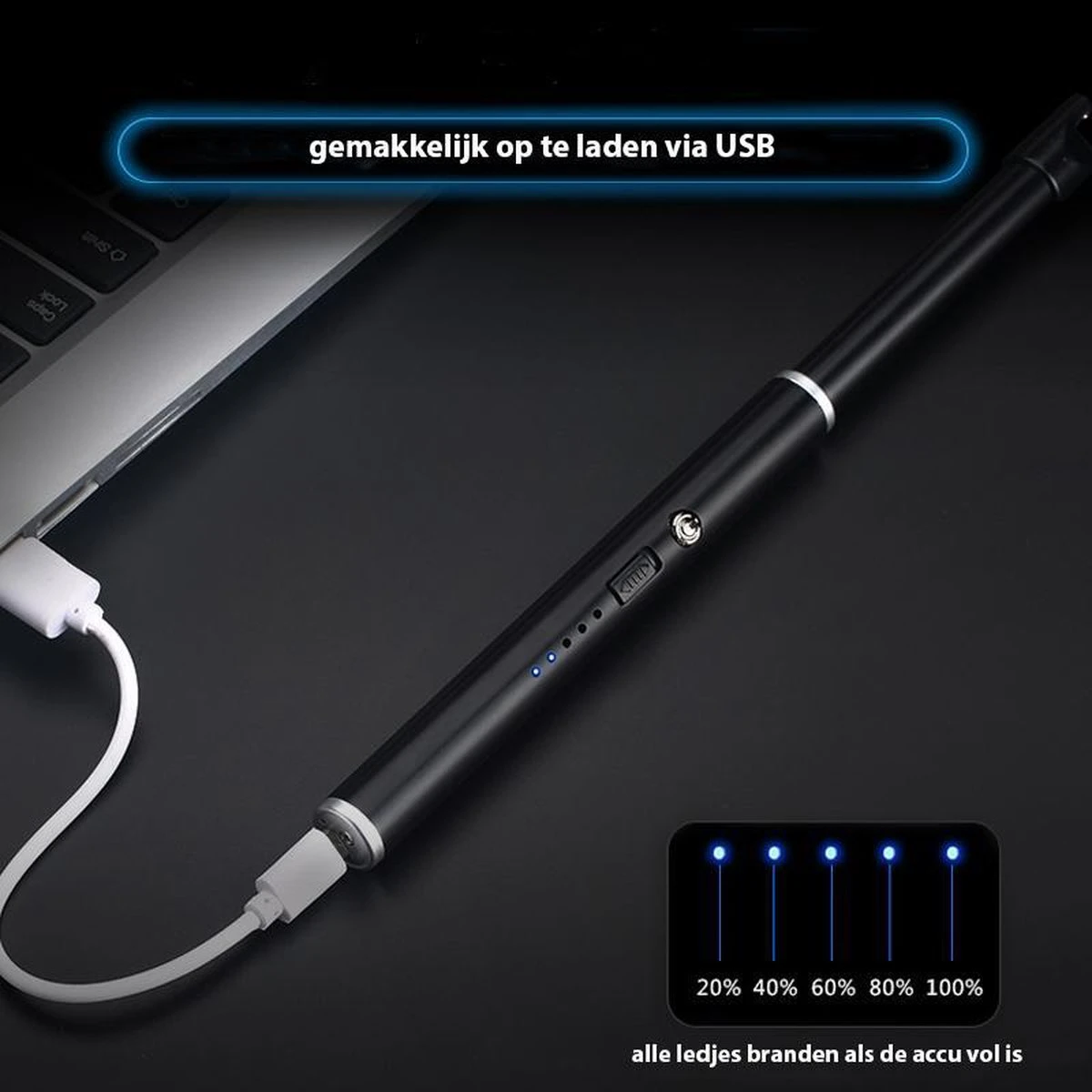 Oplaadbare Lange Dunne Elektrische Aansteker - Duurzame Plasma Aansteker - Inclusief Cadeauverpakking - BBQ – Kaarsen - Zwart 6 Oplaadbare Lange Dunne Elektrische Aansteker - Duurzame Plasma Aansteker - Inclusief Cadeauverpakking - BBQ – Kaarsen - Zwart - Afbeelding 4