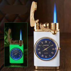 Flametimer Exclusieve Aansteker Met Horloge, 2 Stuks Willekeurig, Winddichte Draagbare Kaars Aansteker Voor Kaars Koken BBQ, Vuurwerk, Zak Zaklamp Aansteker Met Geschenkdoos, Cool Gift -The Bastard Winkel 1200x1200 509