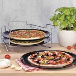 Merkloos Pizzaplaat Bakset Met 3 Bakplaten 16 X 31 Cm- Pizza Rek 3-delig - Pizzabakset Met Standaard/rek -The Bastard Winkel 1200x1200 567