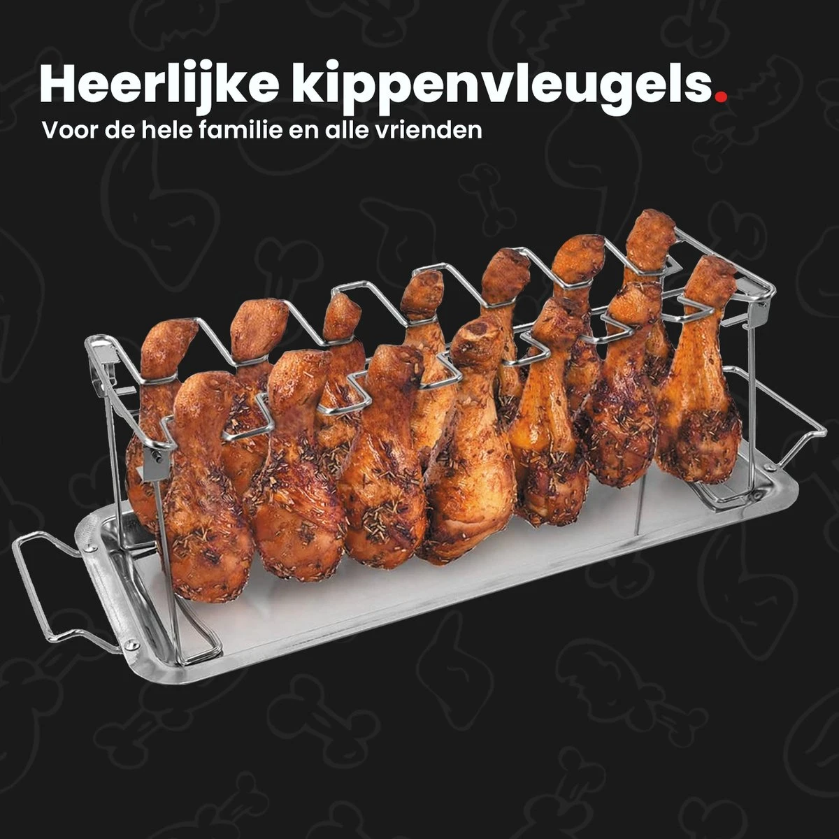 GrillX Kippenvleugelhouder - Kiphouder Voor BBQ & Oven - RVS - BBQ Accesoires 7 GrillX Kippenvleugelhouder - Kiphouder Voor BBQ & Oven - RVS - BBQ Accesoires - Afbeelding 5