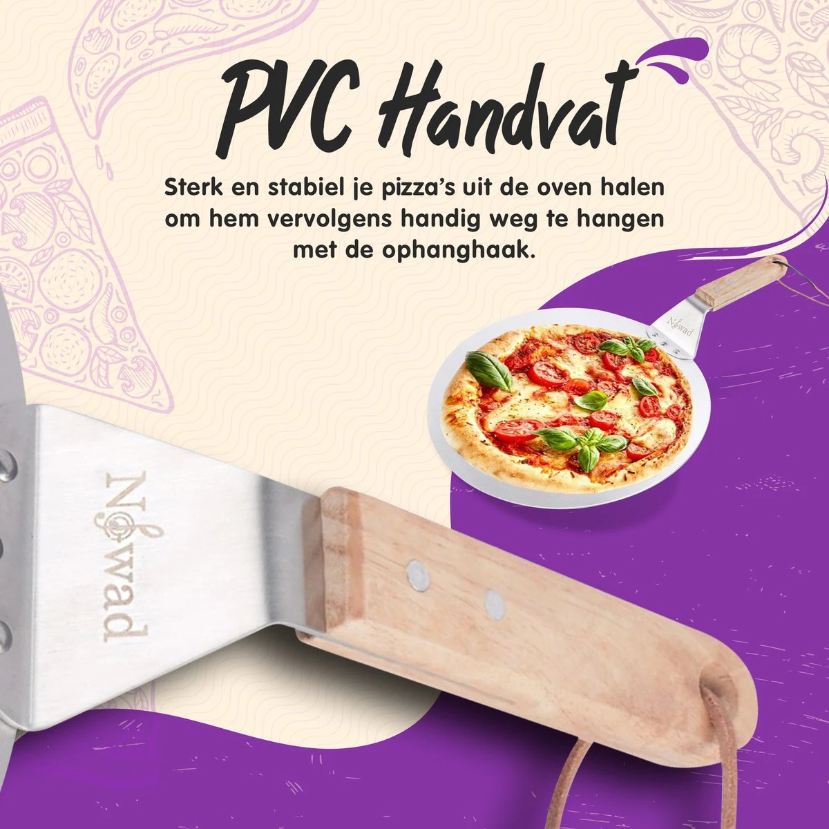 Nowad Pizzaschep RVS Rond Voor BBQ En Oven - 30,5 Cm - Pizzaspatel - Taartschep - Houten Handvat - Ophangbaar - Rond - Vaatwasbestendig - Keukenaccessoires 10 Nowad Pizzaschep RVS Rond Voor BBQ En Oven - 30,5 Cm - Pizzaspatel - Taartschep - Houten Handvat - Ophangbaar - Rond - Vaatwasbestendig - Keukenaccessoires - Afbeelding 8