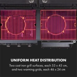 Klarstein Kingsville Double Barbecue - Houtskool- En Gasbarbecue - Smoker BBQ - Inclusief Deksels En Thermometer - Met 2 Roosters - Zwart -The Bastard Winkel 1200x1200 80
