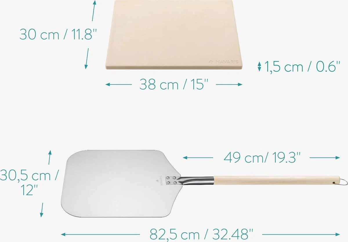 Navaris Pizzasteen XL Voor Oven En Barbecue - Rechthoekige Pizzaplaat 38 X 30 Cm - Inclusief Pizzaschep Met Extra Lang Handvat En Receptenboek 5 Navaris Pizzasteen XL Voor Oven En Barbecue - Rechthoekige Pizzaplaat 38 X 30 Cm - Inclusief Pizzaschep Met Extra Lang Handvat En Receptenboek - Afbeelding 3