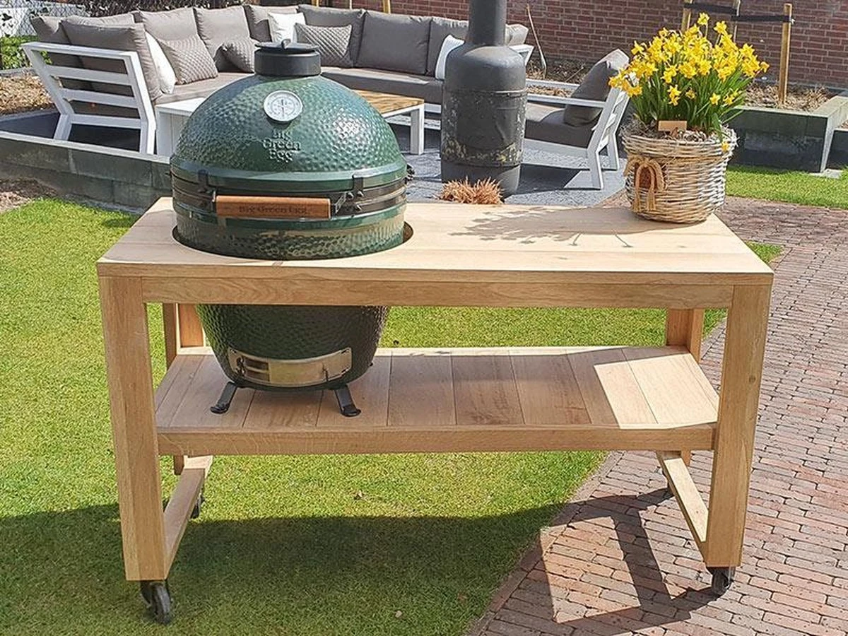 BBQ Tafel - Geschikt Voor Big Green Large/Bastard Large/Bastard Large Urban/Yakiniku 19 Inch/Monolith Large - Eikenhout - 87 Cm 3 BBQ Tafel - Geschikt Voor Big Green Large/Bastard Large/Bastard Large Urban/Yakiniku 19 Inch/Monolith Large - Eikenhout - 87 Cm
