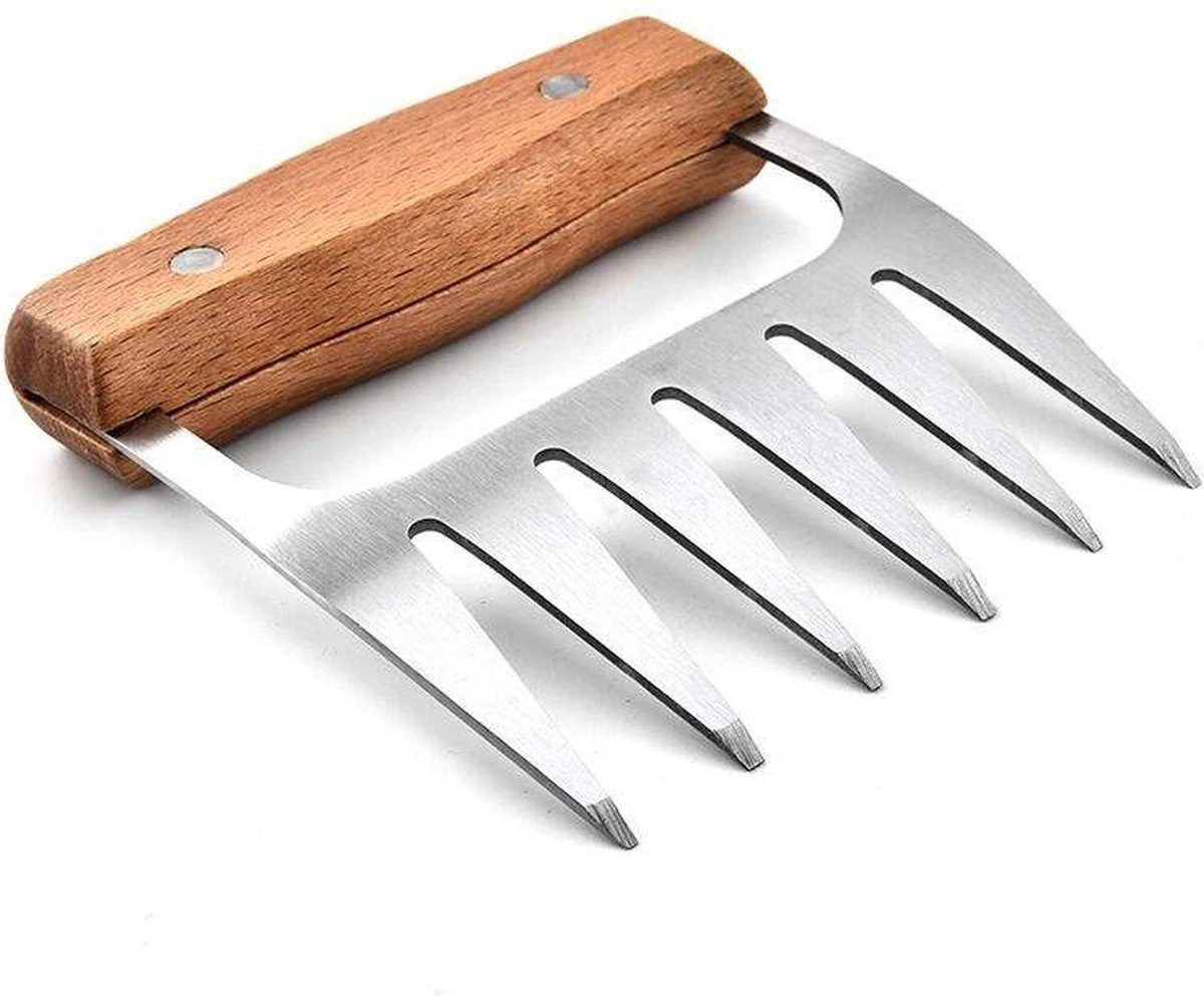 GrillX Luxe Vleesklauwen - Houten Handvat - RVS Meat Claws - Vleesshredder - Pulled Pork, Chicken - BBQ Accesoires 5 GrillX Luxe Vleesklauwen - Houten Handvat - RVS Meat Claws - Vleesshredder - Pulled Pork, Chicken - BBQ Accesoires - Afbeelding 3