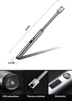 Oplaadbare Lange Elektrische Aansteker Buigbaar - Buigbare Aansteker - Duurzame Plasma Aansteker - Inclusief Cadeauverpakking - BBQ – Kaarsen – Zilver -The Bastard Winkel 856x1200 1